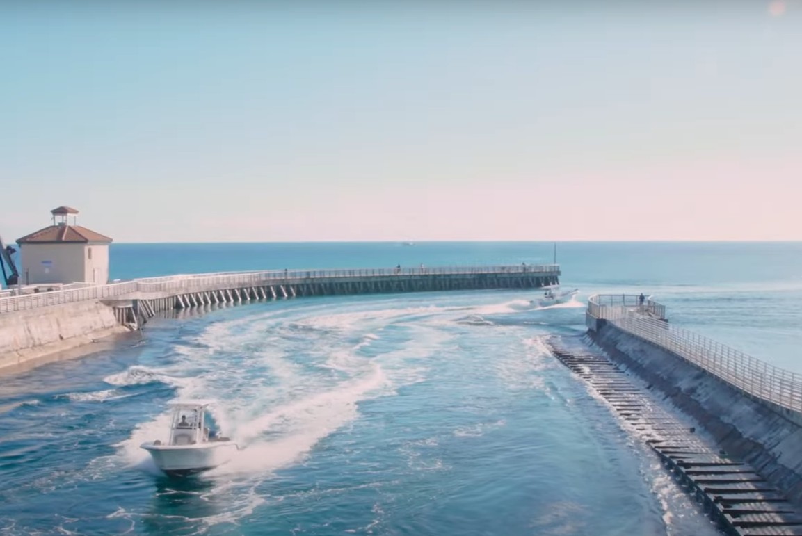Boynton Beach Inlet with Boats and Jetties