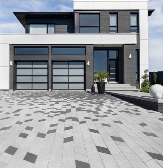 Geometric Pattern Modern Paver Driveway