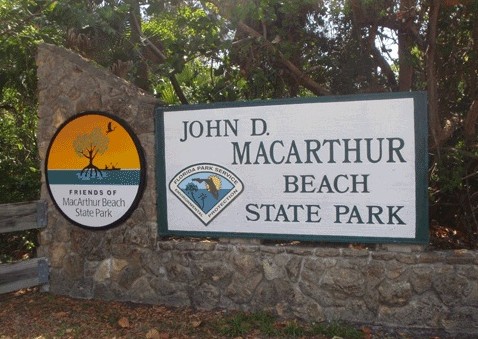 John D. MacArthur Beach State Park entrance sign