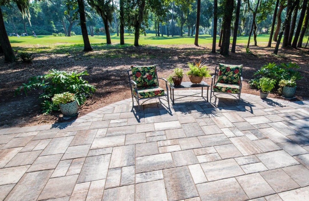 Concrete Paver Patio in Wooded Setting