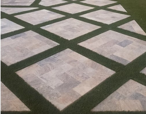 Large Format Pavers with Decorative Grass Lines