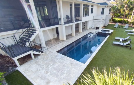 Multi-Level Pool Deck with Modern Architecture - Sophisticated Install