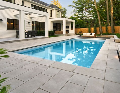 Contemporary Gray Paver Pool Deck - Modern Design