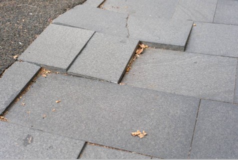 Uneven paver walkway with settled sections creating walking hazards and aesthetic issues