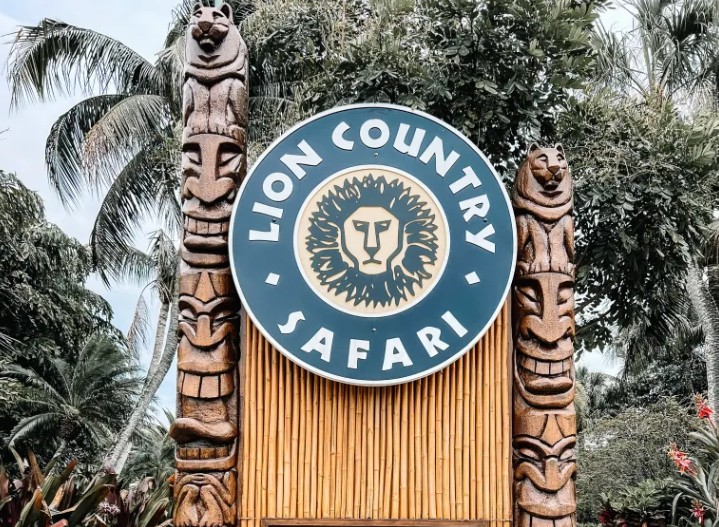 Lion Country Safari Main Entrance with Tropical Landscaping