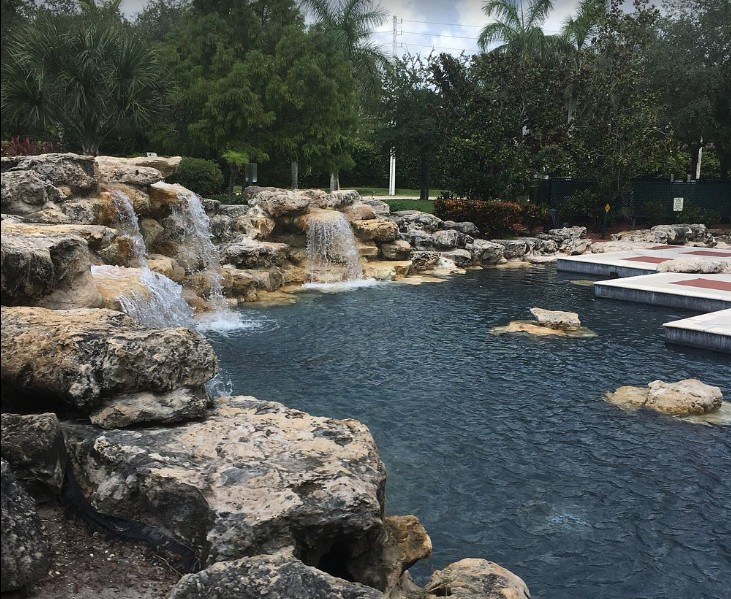 Veterans Park with Natural Stone Water Features and Landscaping