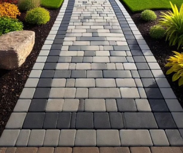 Multi-Toned Paver Walkway