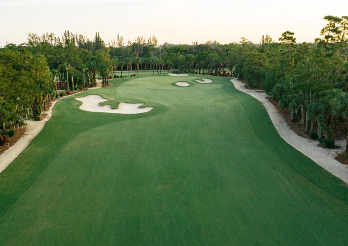 Aerial View of Wellington Golf Course at Sunset